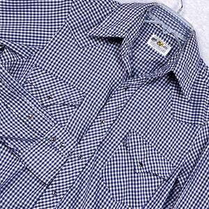 VTG Dickson Jenkins Pearl Snap Western Shirt Mens 16/36 (M) Blue Gingham 70s USA